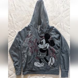 Disneyland Resort Walt Disney World Hooded Gray Mickey Mouse Sweatshirt Size XL.